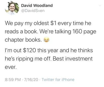 He's getting tricked right into education