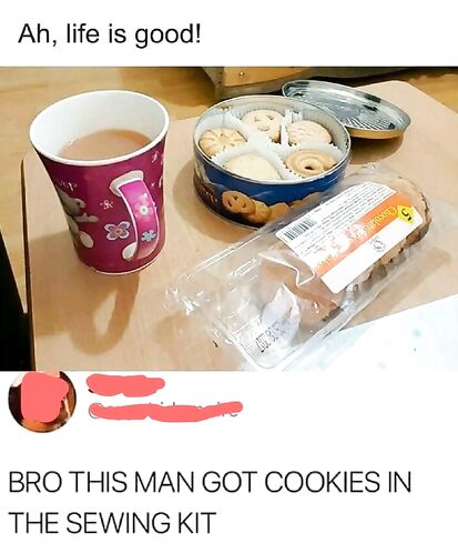 Cookies in the sewing kit!