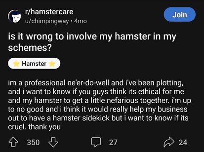 Hamsters make the best evil henchmen