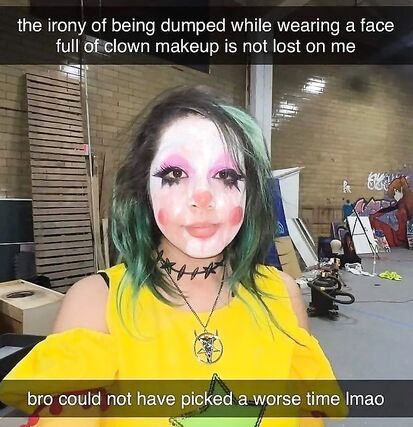 Not her best day to dress up as a clown