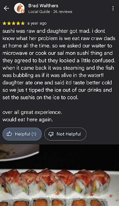 Don't feed these people sushi